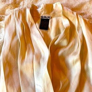 Beautiful Silx off white blouse size M AND a pleated navy blue by Krizia skirt